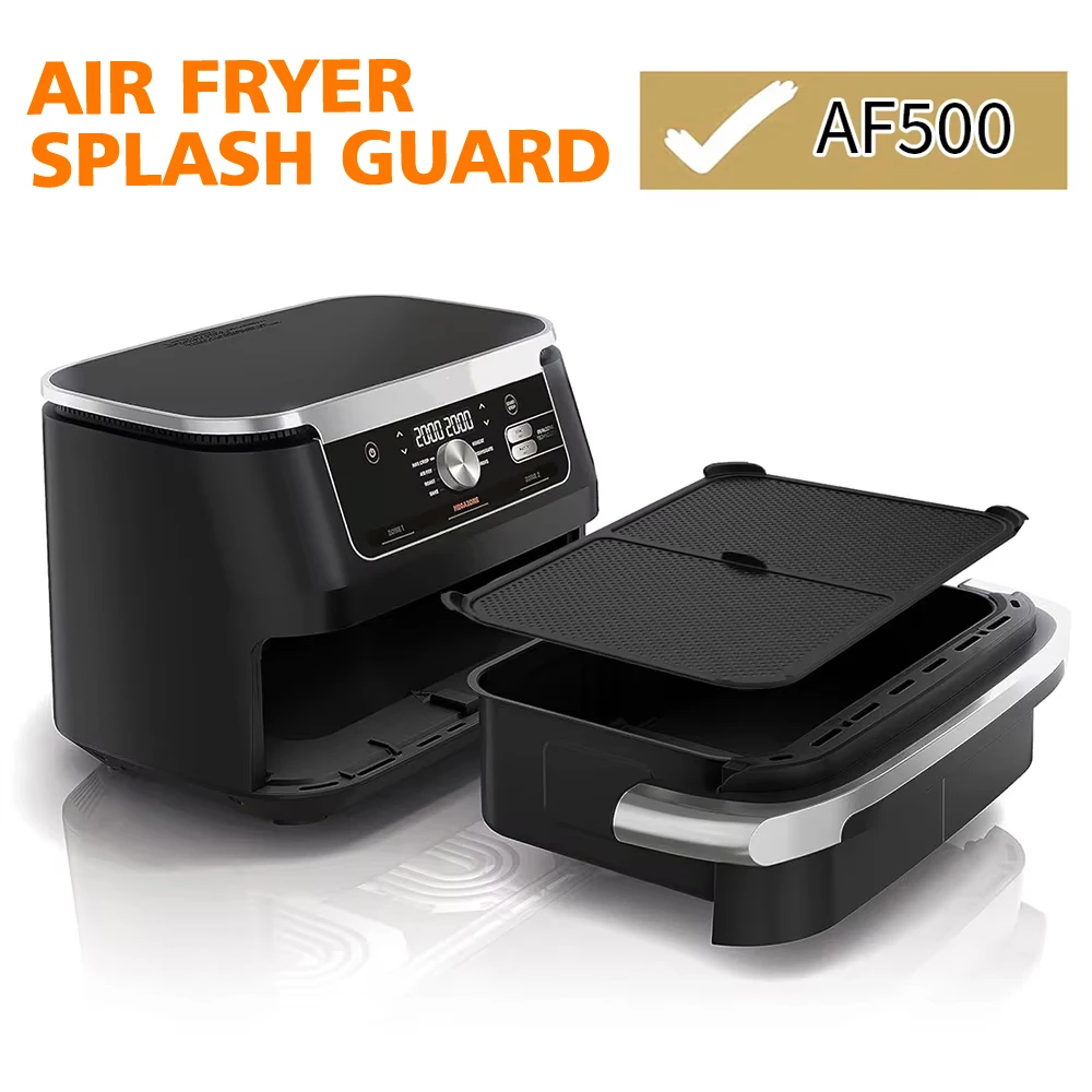 Air Fryer Splash Guard for Ninja AF500 Reusable Airfryer Splash Pad Rectangle Air Fryer Liners Kitchen Effective Grease Splatte