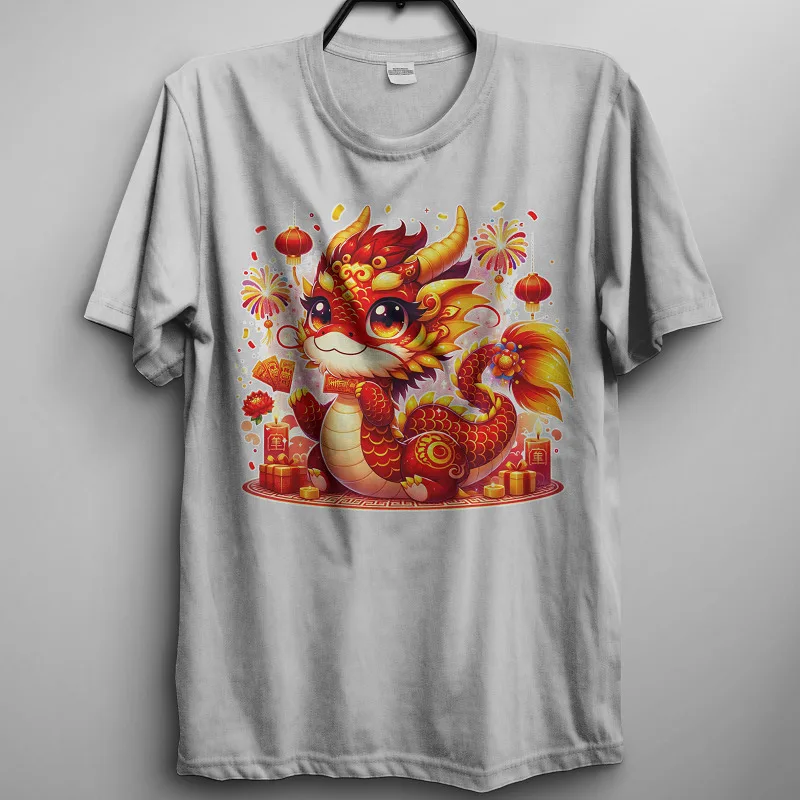 Happy New Year Lovely Rich Dragon 2024 New Full Size White T-Shirt