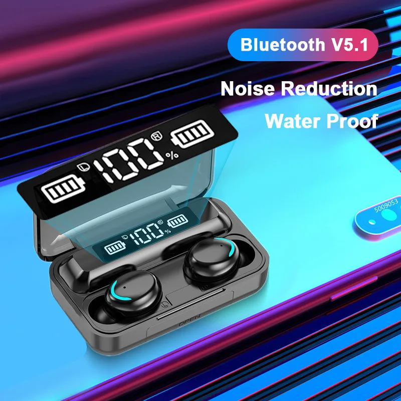 TWS Bluetooth 5.1 Earphones 2200mAh Charging Box Wireless Headphone 9D Stereo Sports Waterproof Earbuds Headsets With Microphone