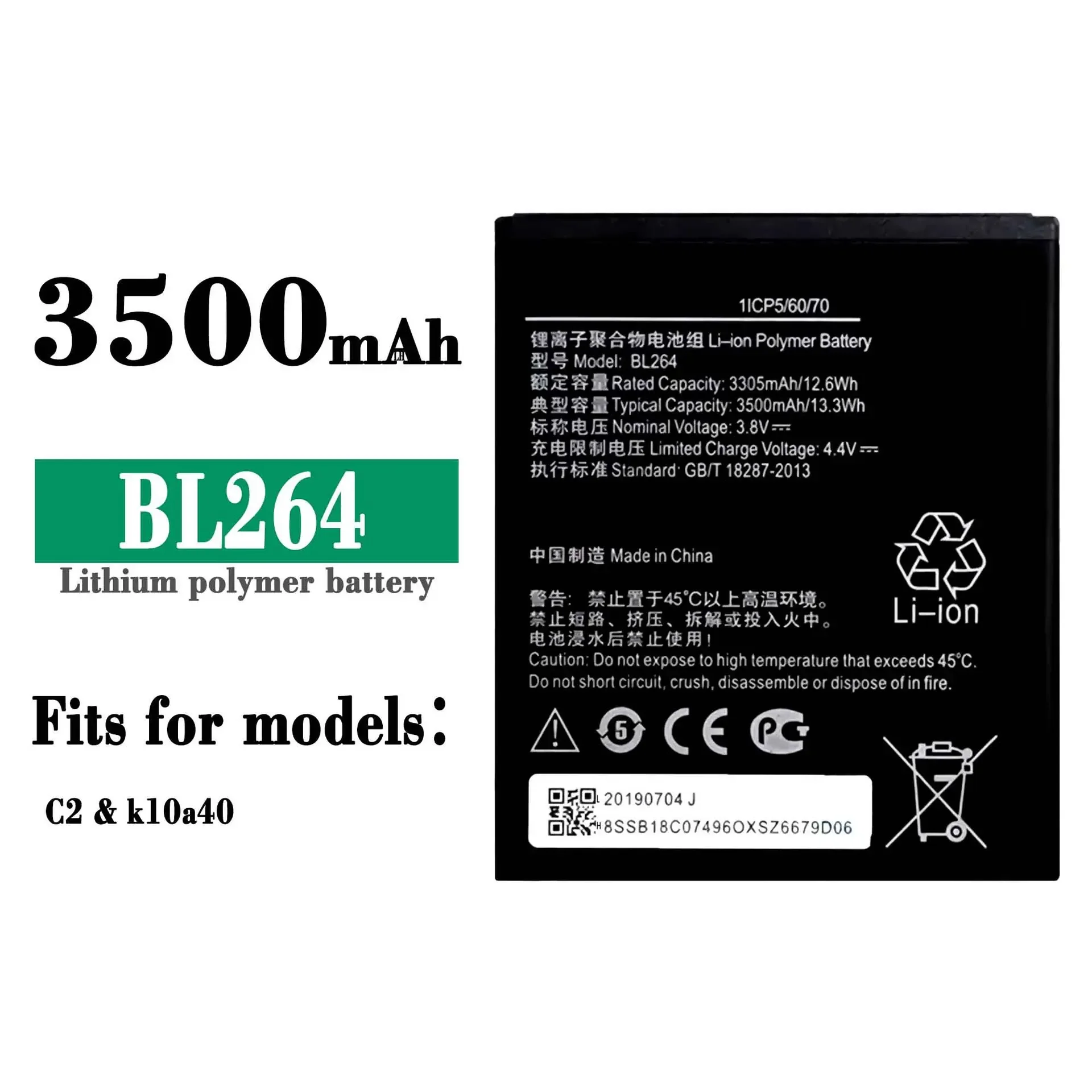 

High Quality Replacement Battery For Lenovo C2 K10a40 BL264 New Large Capacity 3500mAh Lithium Batteries