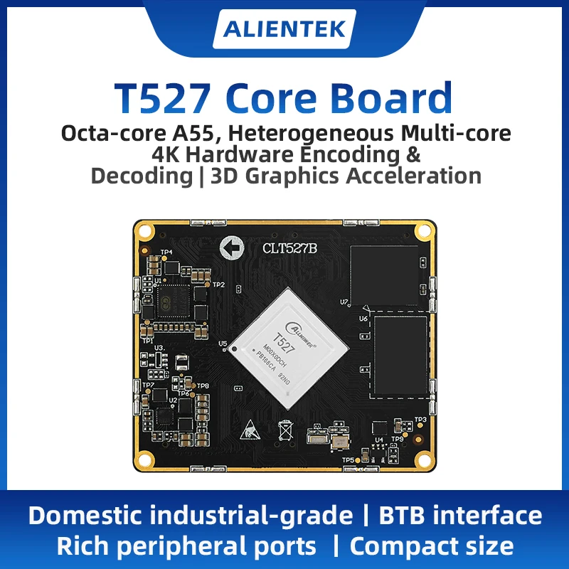 ALIENTEK T527 Core Board Allwinner Linux Embedded ARM Industrial Control Board-to-Board MIPI DSI, RGB, LVDS, HDMI, and eDP