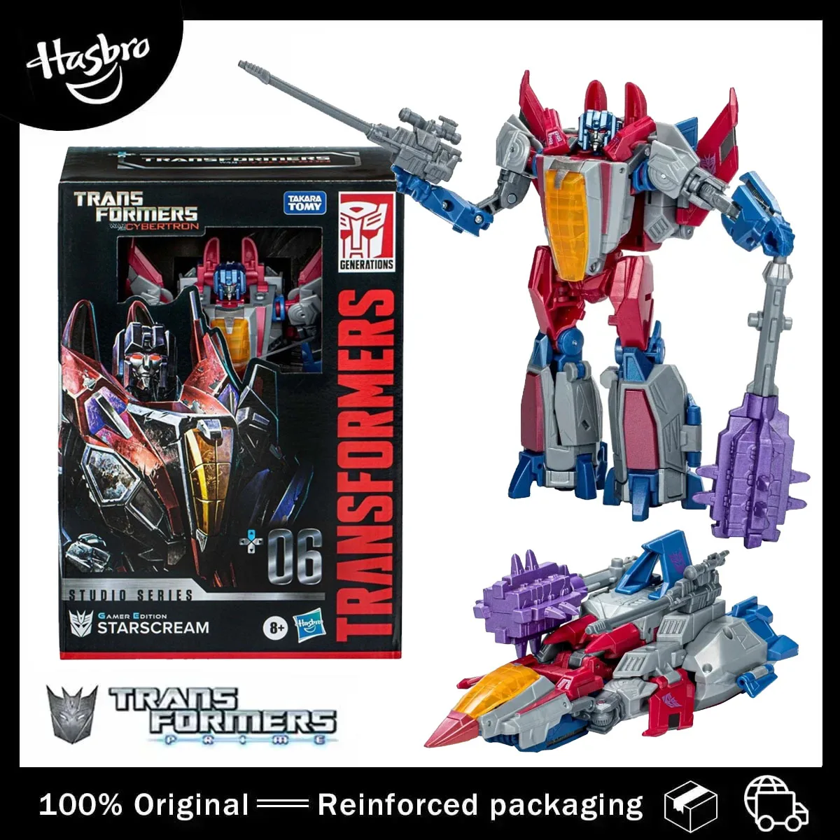 En Stock Hasbro Transformers Studio Series Voyager: War for Cybertron 06 Starscream figura de acción modelo Original juguetes para niños regalos