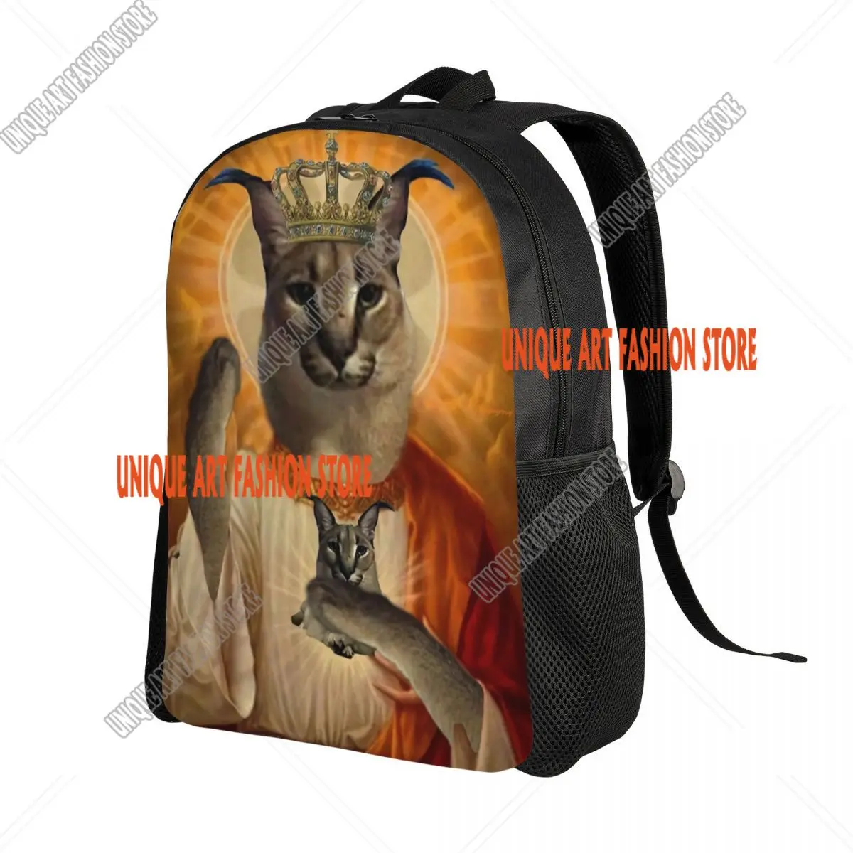 Jesus Saint Meme Big Floppa Backpack for Women Men College School Student Bookbag Fits 15 Inch Laptop Bags