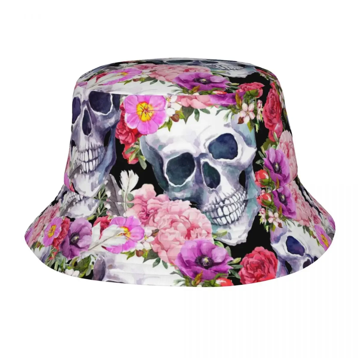 

Floral Skull Bucket Hat for Women Men Summer Vocation Fashionable Field Hat Hip Hop Packable for Outdoor Fisherman Cap Bob Hat