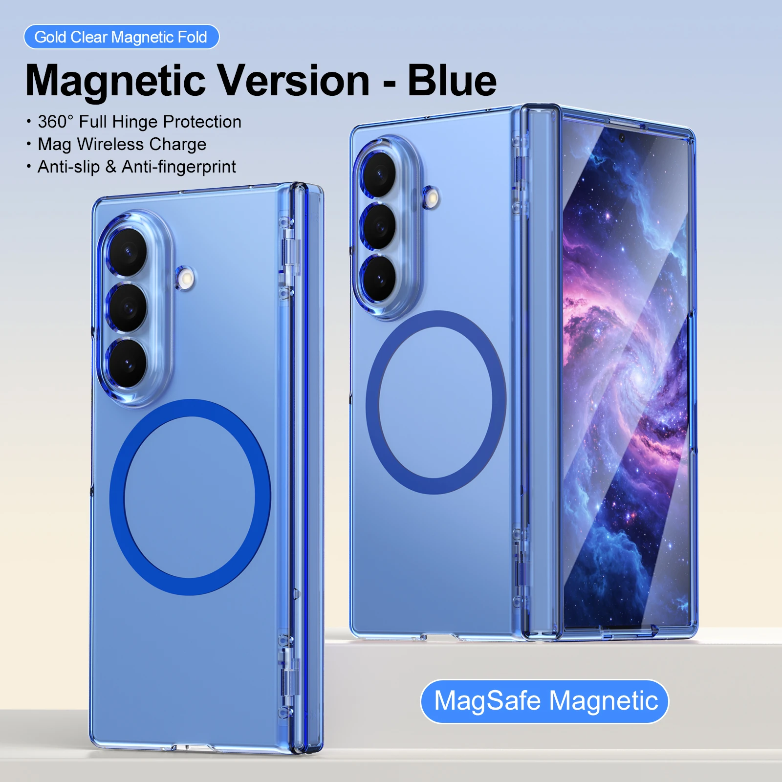 Magnetic Case For Samsung Galaxy Z Fold 8 Ultra 7 6 5 4 Hinge Full Cover Built‑in Screen Protector Anti‑Yellow Clear Shockproof