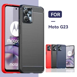 For Moto G23 Case Cover For Moto G23 Capas Carbon Fiber Phone Bumper Back Shockproof TPU Soft For Fundas Motorola Moto G23 G 23