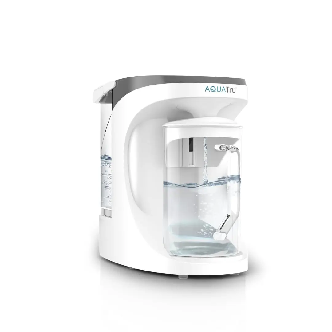 

AquaTru Carafe Countertop Water Purifier | Compact 4-Stage Reverse Osmosis System with Glass Carafe Removes 84 Contaminants Incl