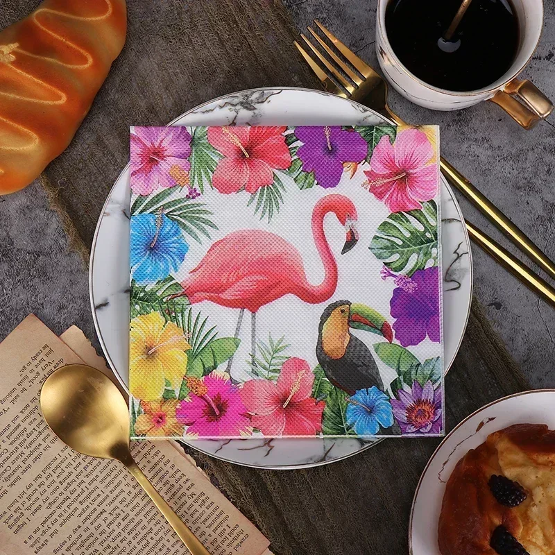 20pcs 2-Ply New Restaurant Colorful Printing Paper Napkins Household Dining Table Mouth Cloth 33*33cm Facial Tissue Flamingo