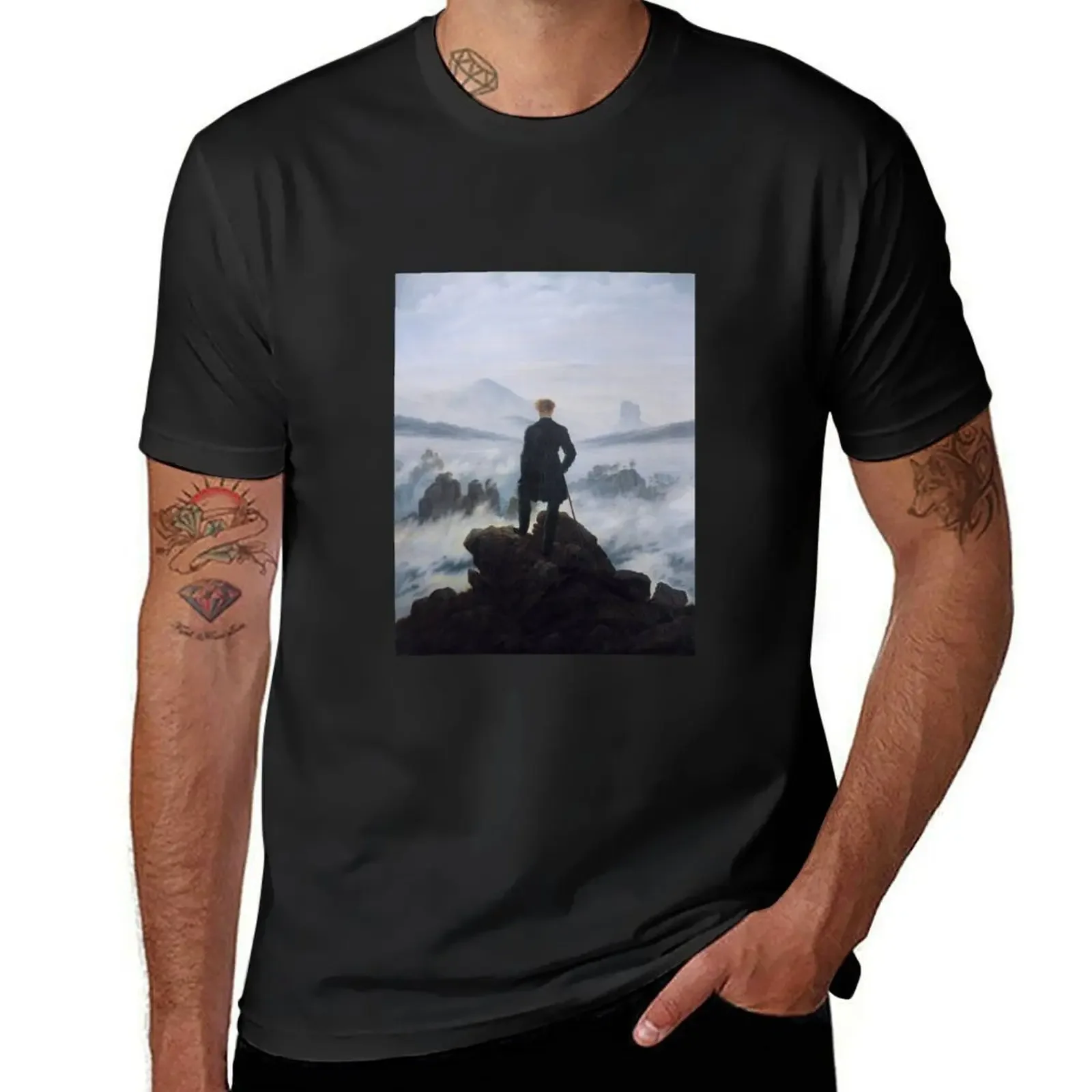 Wanderer Above the Mist (Caspar David Friedrich) T-Shirt kawaii clothes sublime blacks plain mens t shirts pack