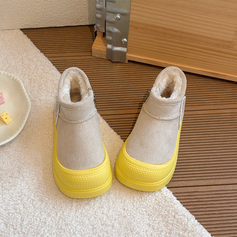 2025 شتاء جديد الأطفال أحذية بوت قصيرة غير رسمية للفتيات موضة الكورية نمط لينة أسفل المضادة للانزلاق أحذية قطنية متعددة الاستخدامات