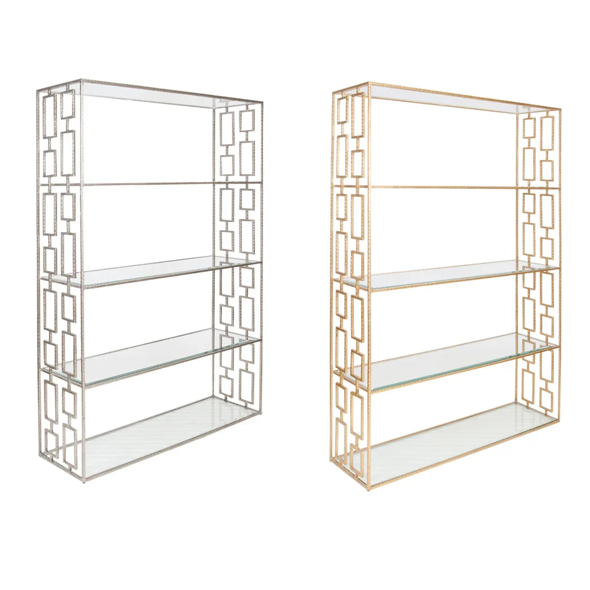 

New Chinese-style wrought iron forged 5-layer bookshelf, villa/model room/hotel/creative shelf