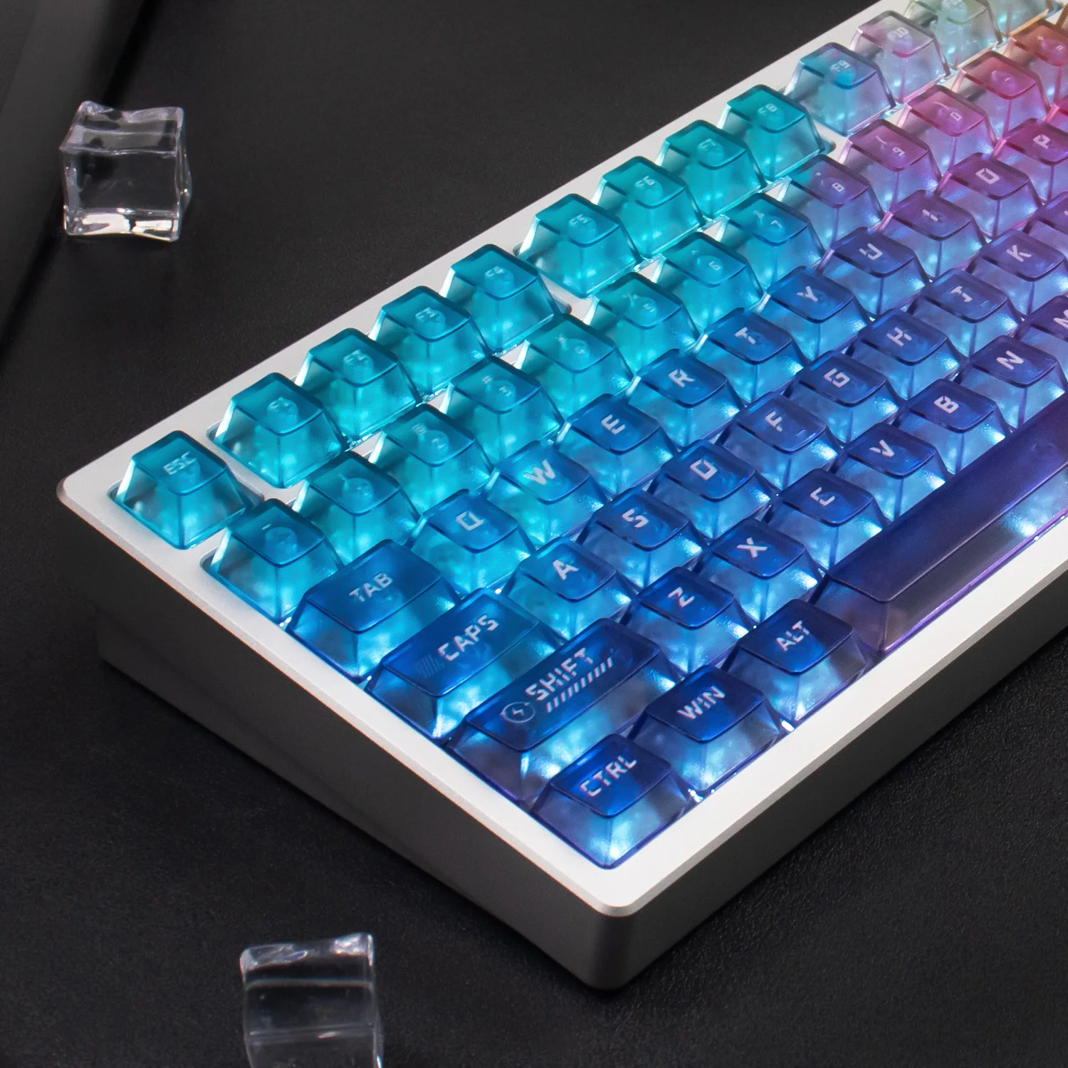 

Rainbow Gradient Keycap Set PC Fog Transparent Mechanical Keyboard Caps Cherry Profile Matte Translucent Keycaps 115 Keys