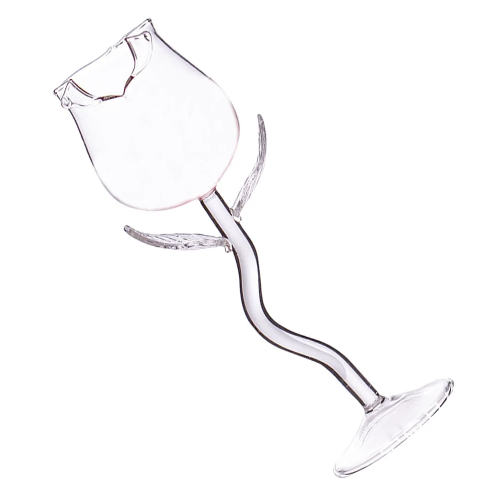 

1Pcs Red Wine Glasses with Rose Design 3D Solid Base Glass for Coffee Shop Bar Banquet Festival Use Wine Glasses