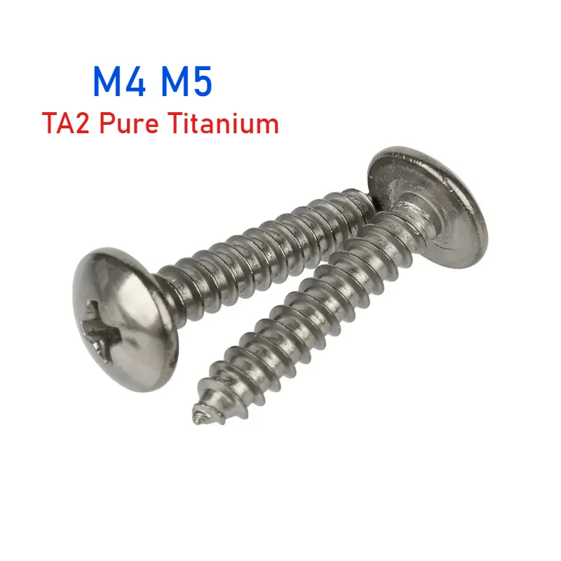 M4 M5 TA2 Pure Titanium Cross Round Head Self Tapping Screws Large Mushroom Head Wood Screw