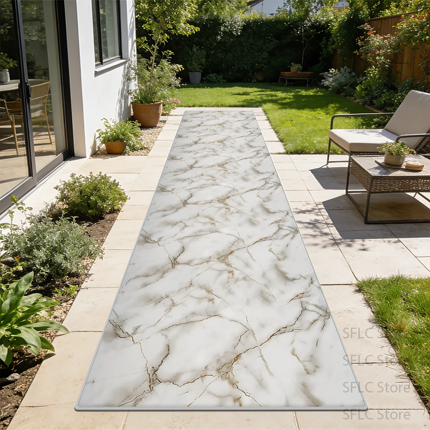 Light Luxury White Marble Soft Long Corridor Carpet Decoration Doorway Stairs Antiskid Rug Easy Clean Lint-free Long Runner Mats