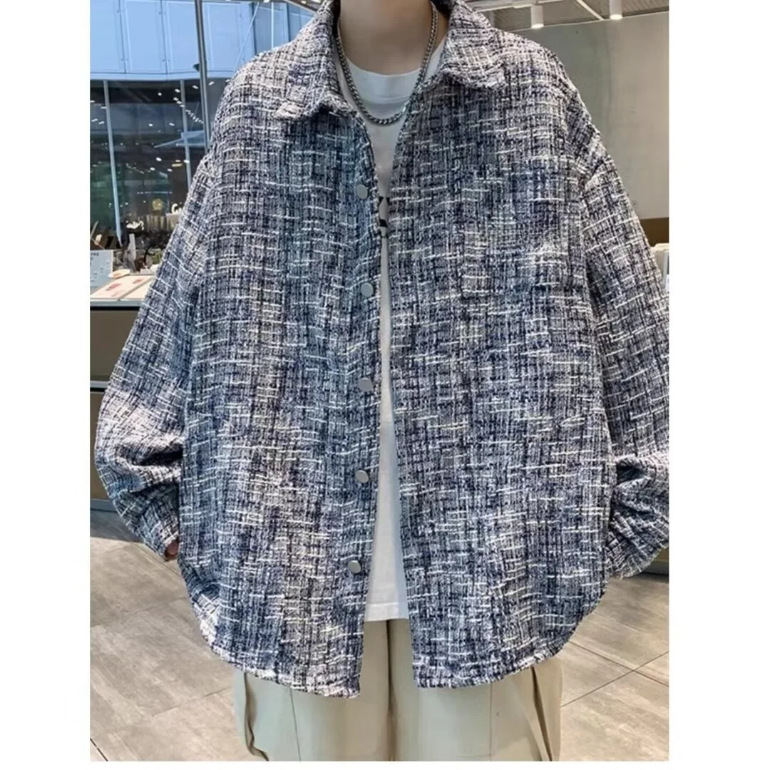 

Синий клетчатый джинсовый джинсовый джинт для мужчин, осень-зима, большие размеры 250, корейский модный джинт для пар, свободный крой, молодежный