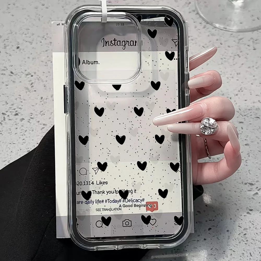 Herz-Polka-Dots-Handyhülle für iPhone 17 13 16 15 11 12 14 Pro Max 17 Air XR X Hülle Silikon 2 IN 1 Stoßfeste Weiche Klare Abdeckung – Detail 2