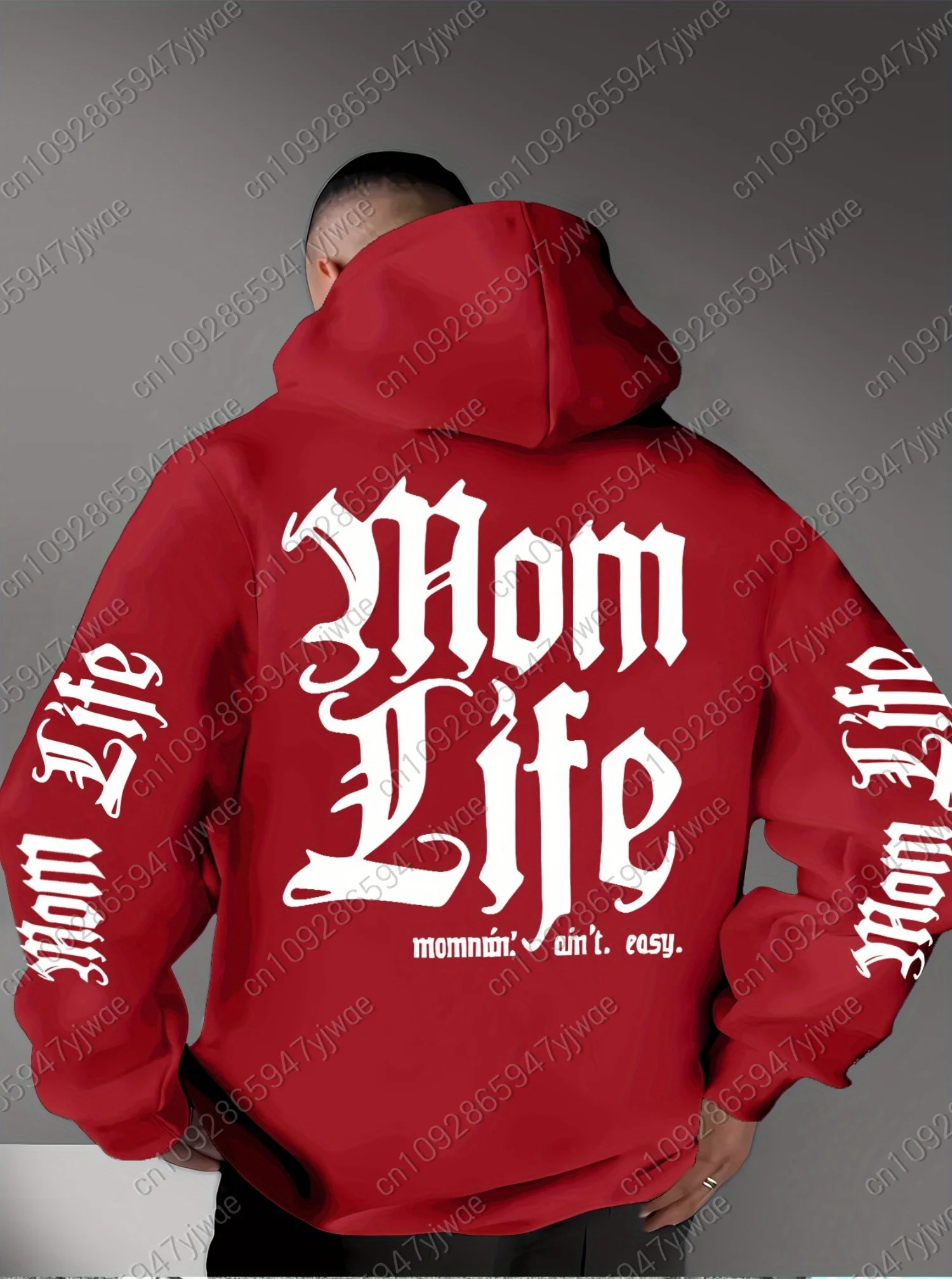 

2025 Winter Mens Gothic Hooded Sweatshirt Letters Print Polyester Fiber Men Adult Plus Size Hooded Hoodies Men Clothin