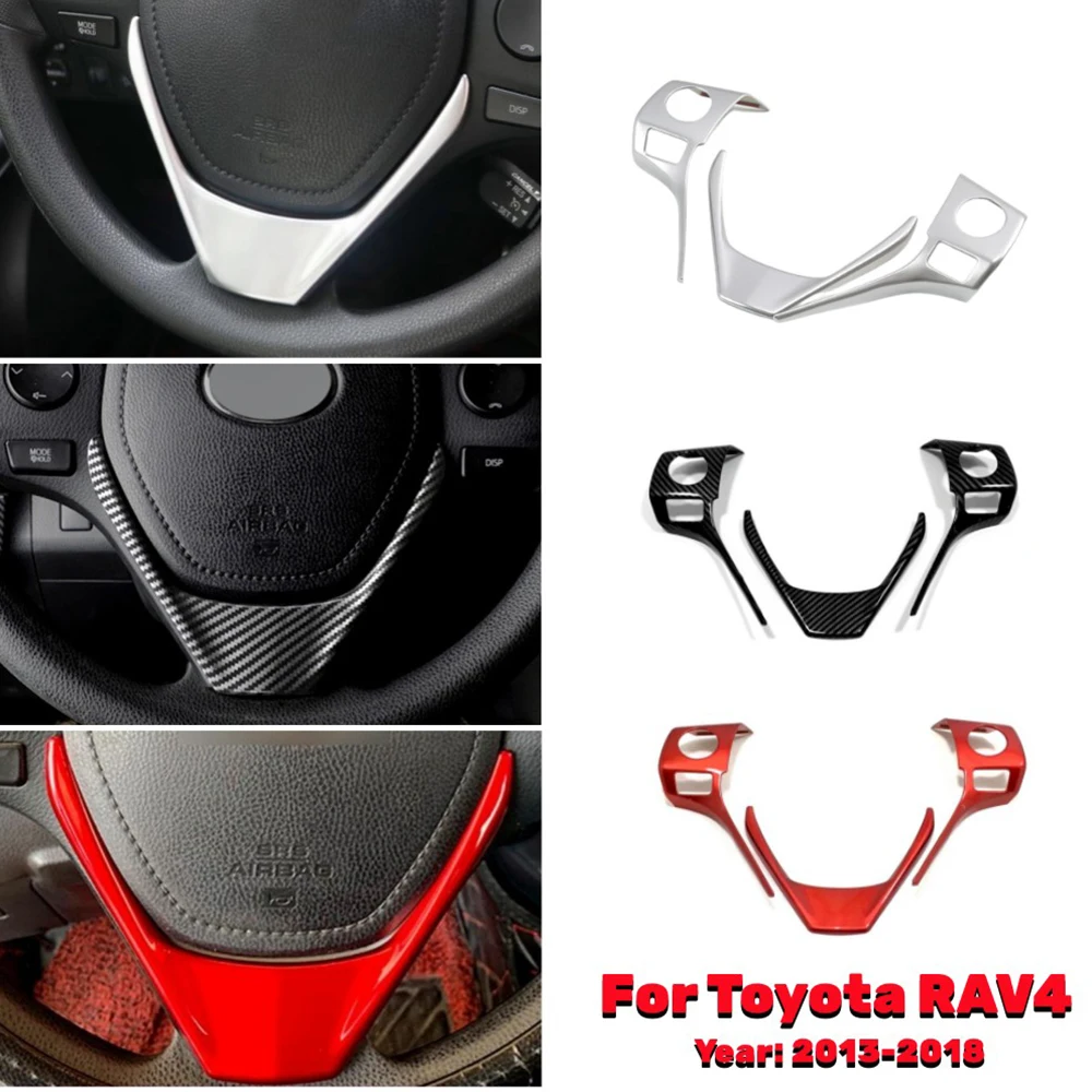 Interior Steering Wheel Button Frame Cover Trims ABS Chrome Sticker For Toyota RAV4 RAV 4 2013 2014 2015-2018 Car Accessories