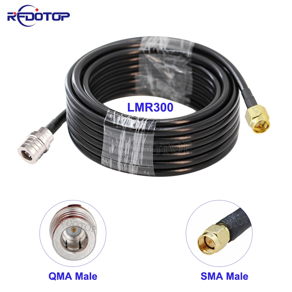 1PCS LMR-300 SMA Male to QMA Male/Female Connector Black LMR300 50-5 Coaxial Cable RF Adapter Cable 50 Ohm Low Loss 15CM-30M