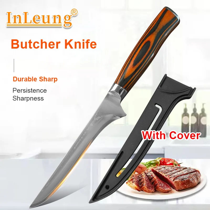 Faca Profissional de Desossar em Aço Damasco de 6 Polegadas, Afiada para Corte de Carne, Filé, Sashimi e Cozinha