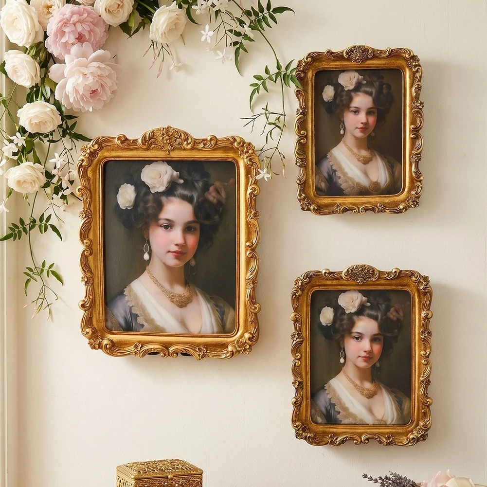 Kunstharz-Bilderrahmen mit Klassischen Barocken Golddetails für Hochzeitsfotos in 7, 8, 10 Zoll Fotogrößen
