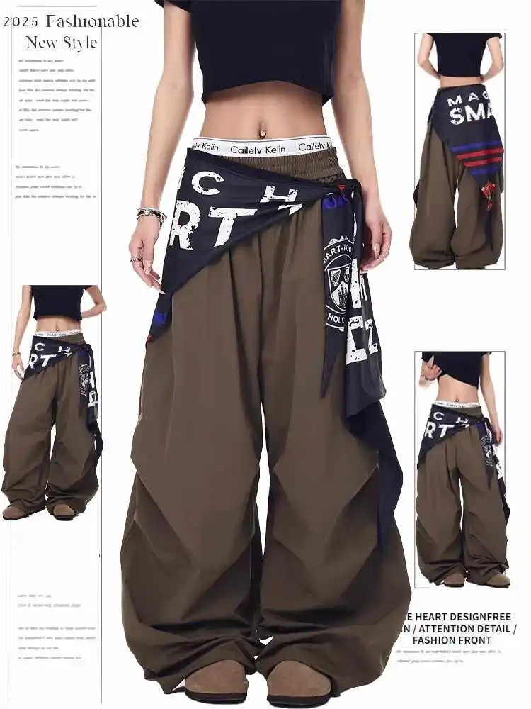 Summer Women Goblin Core Long Trousers Gyaru Parachute Pants Y2K Japanese Harajuku Baggy Grunge 2000s Abi Hip-pop Cyber Punk