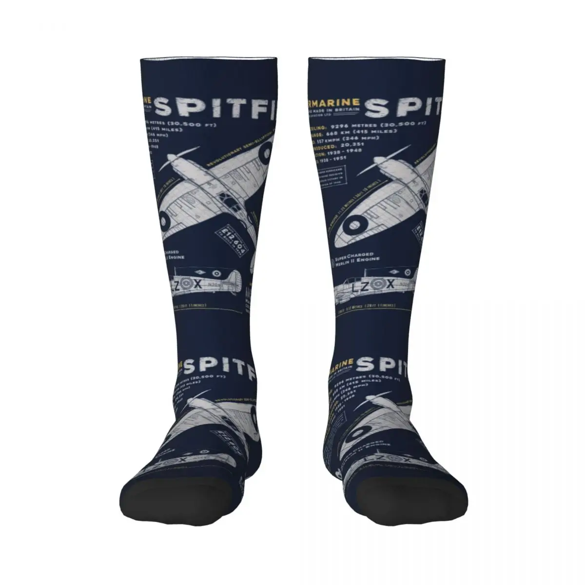 Supermarine Spitfire Women Thigh High Stockings Cute Fighter Pilot Aircraft Airplane Plane Over-the-Calf Tube Socks