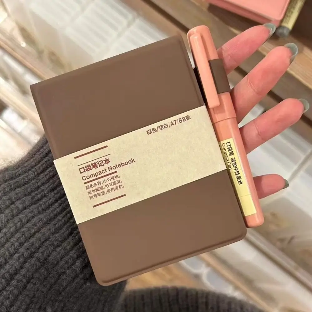 

Retro A7 Mini Pocket Book PU Leather Blank Inner Page Notebooks Solid Color Notepad for Students School Supplies