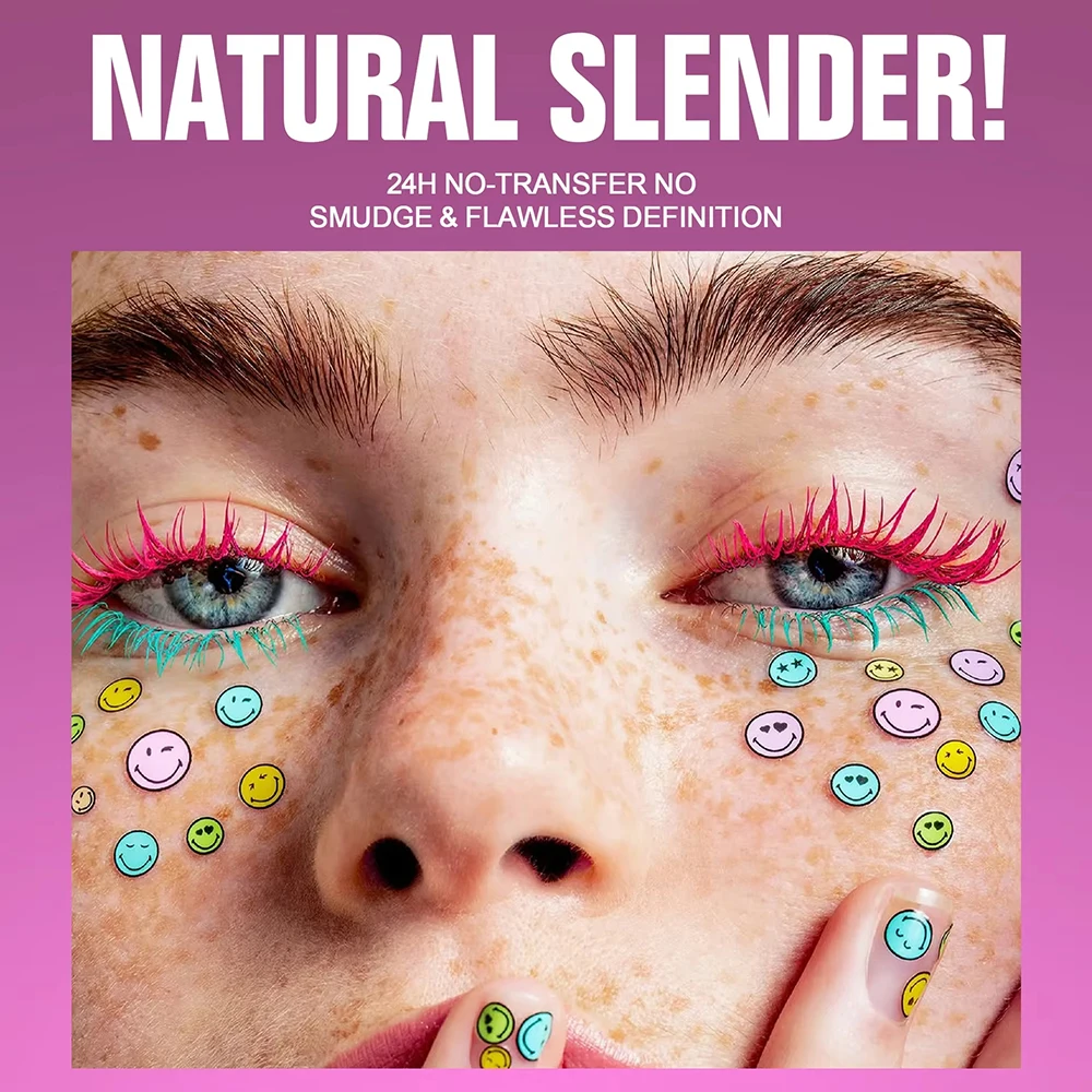 สีสันมาสคาร่าผ้าไหมสีฟ้าสีแดงสีดําครีมความยาวกันน้ํา Smudge-Proof สีหนายาว Curling แต่งหน้าเครื่องสําอาง