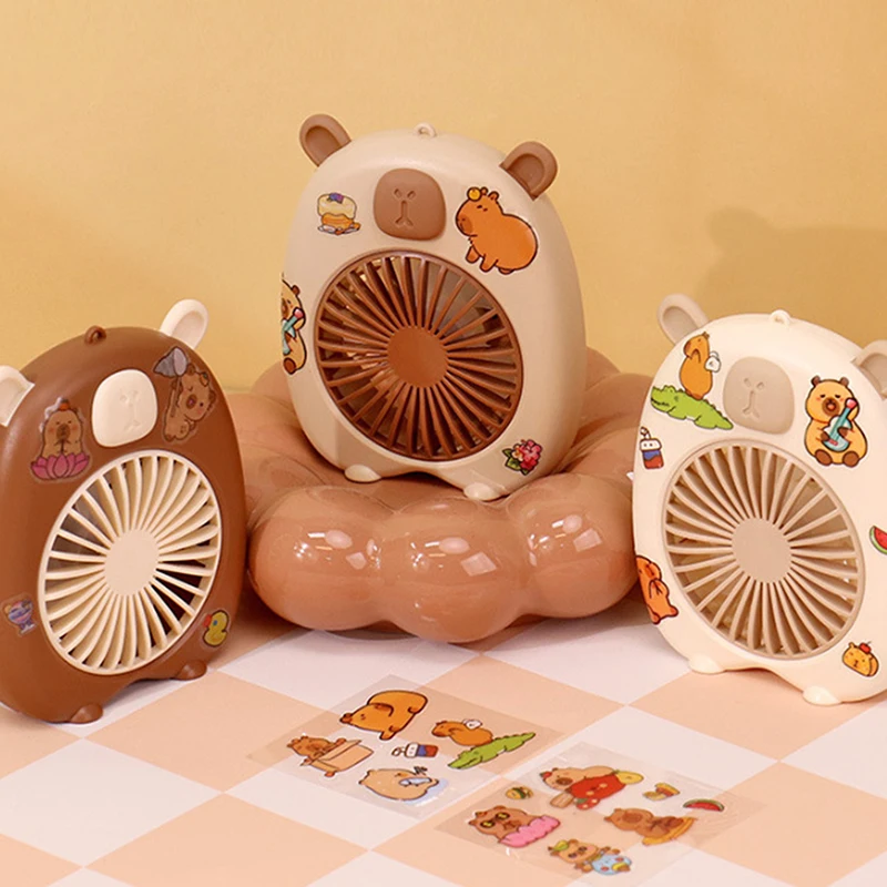 Cute Capybara Mini Portable Fan Handheld Small Fan USB Charging 3-speed Handheld Fan Suitable For Office Outdoor Travel Camping
