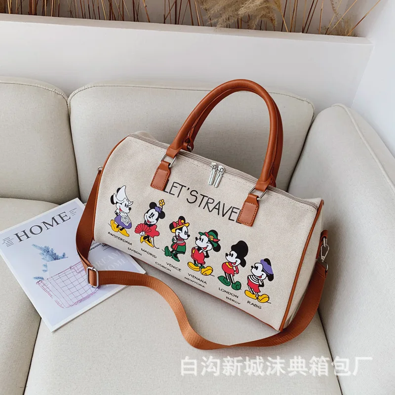 Canvas Mickey Mouse Printing Big Travel Bags New Cartoon High Capacity Casual Totes Female Fashion Multi-function Brand Handbags