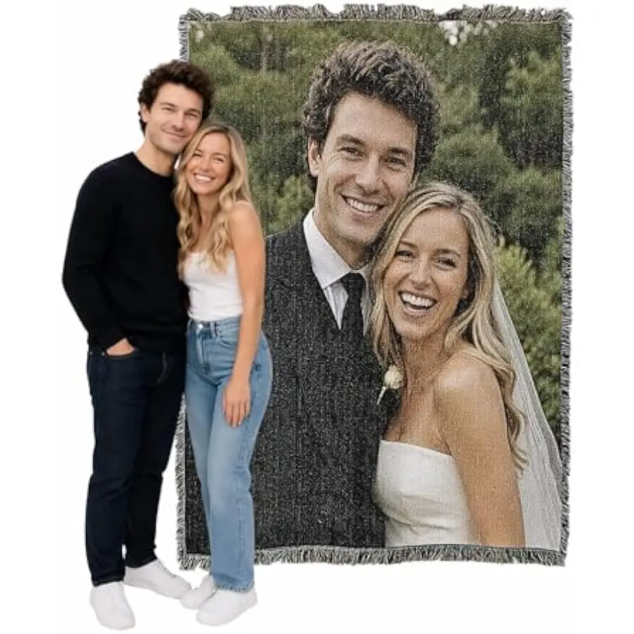 

Pure Country Weavers Personalized Woven Photo Blanket 100% Cotton - Not Printed - Custom Gift Picture Tapestry Throw - Made in T