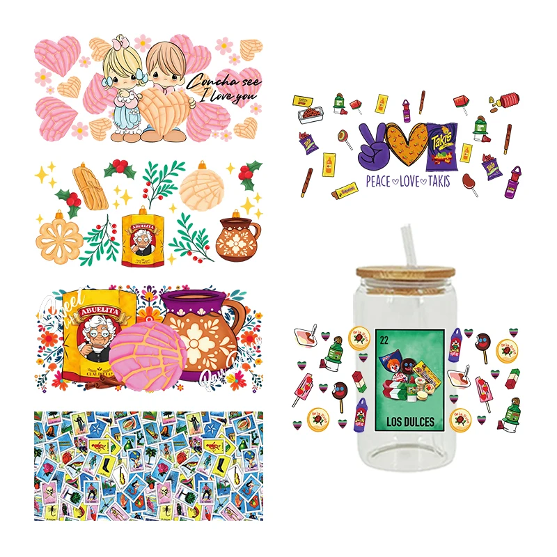 

3D УФ-переносные наклейки DTF, 16 унций, обертывания для чашек, мультяшная пищевая печать, стеклокерамика, металлическая кожа своими руками и т. д. D9767