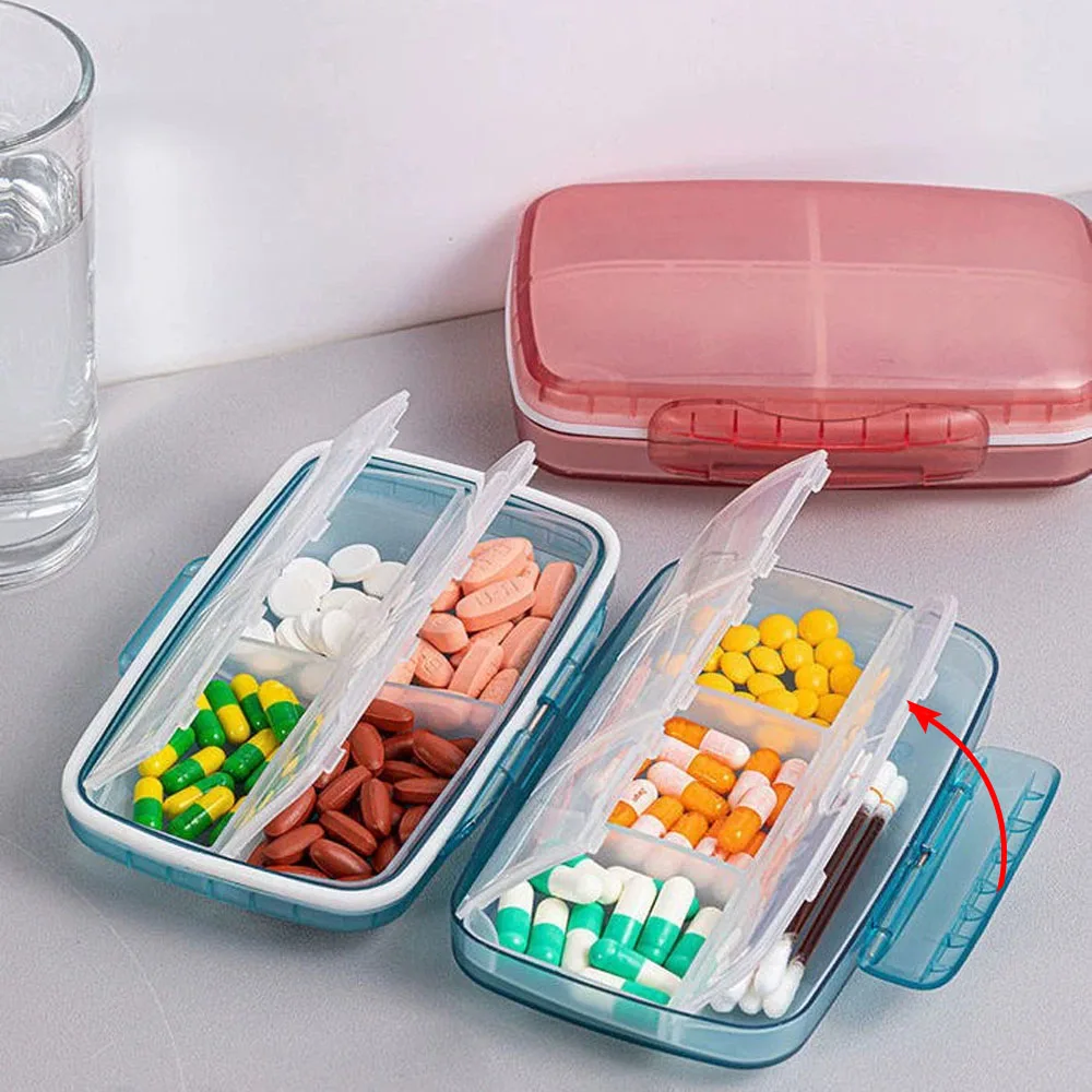 Large Capacity Medicine Pill Box 8 Grids Pills Dispenser Sealed Storage Pill Box Pill Organizer Tablet Pillbox Case Drug Divider