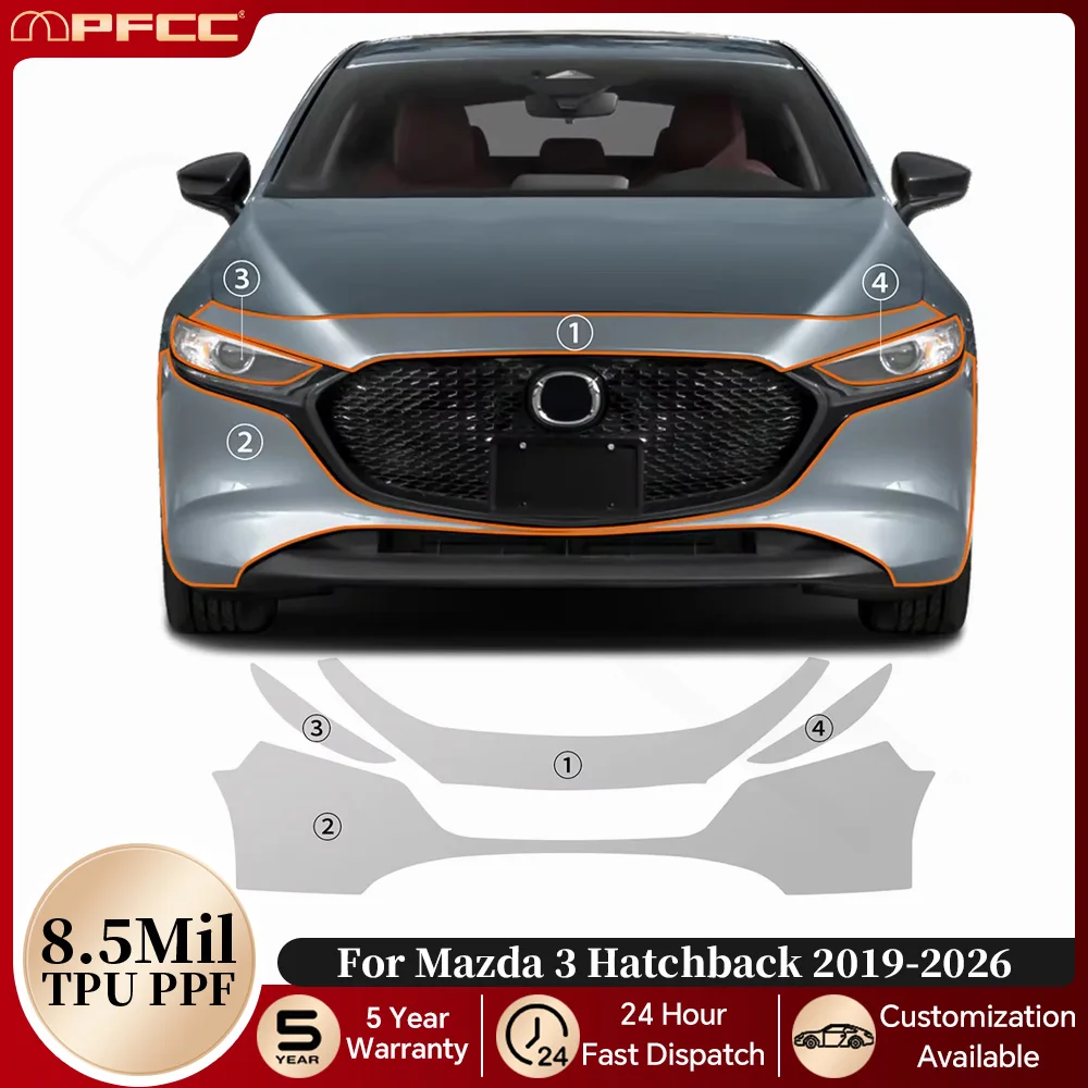 

For Mazda 3 Hatchback 2019-2026 TPU Paint Protection Film Car Body Pre-cut PPF Anti-scratch Clear Bra Resistant Invisible Cover