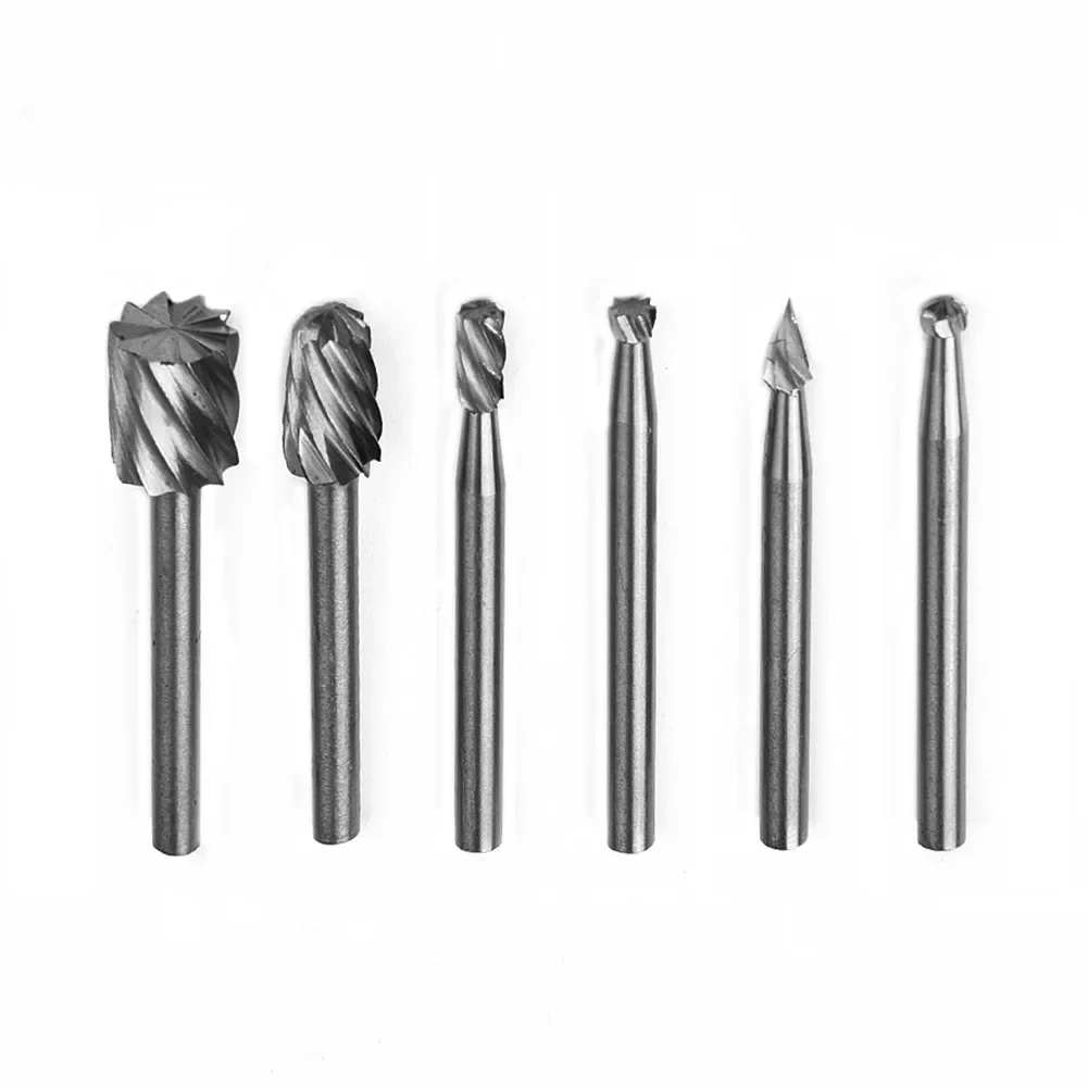 6pcs HSS Routing Router Drill Bits Kit Grinding Bits For Dre-mel Rotary Tools Stone Wood Metal Root Carving Mini Milling Cutter