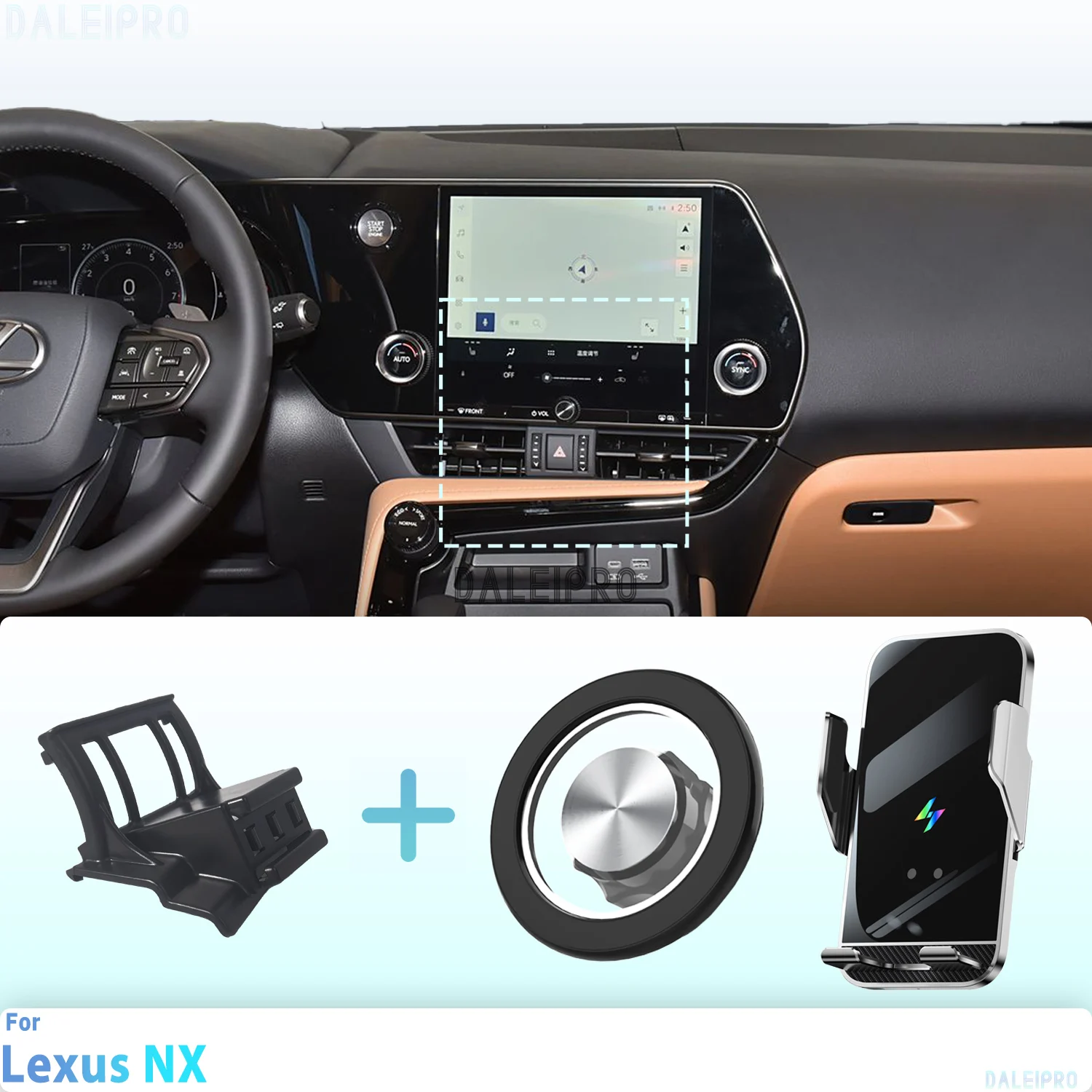 Made to measure for Lexus NX AZ20 2022 2023 Phone Holder Car Magnetic Mount Smart Sensing Wireless Charging One-Touch Release Qi