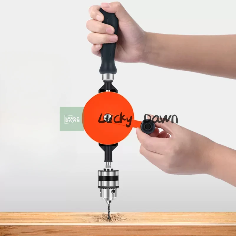 

1/4 and 3/8 Inch Multi-function Hand Crank Manual Drilling Wood-plastic Double Gear Wood Puncher Clamping Woodworking Tools Set