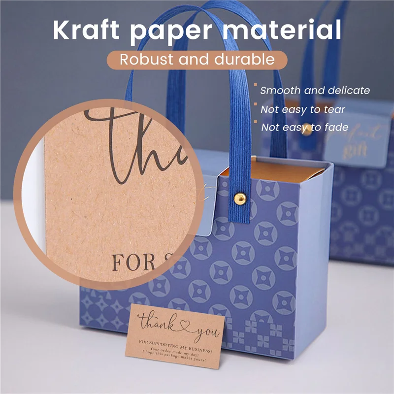 120 Pcs Exquisite Kraft Paper Thank You Cards ,For Small Business Appreciation Card Gift Decoration Cards