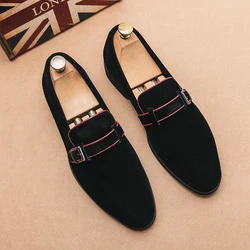 New Velvet Suede Louboutins Men's Spring Exquisite Men's Formal Shoes Comfortable Party Casual Men's Flats Oxford Shoes