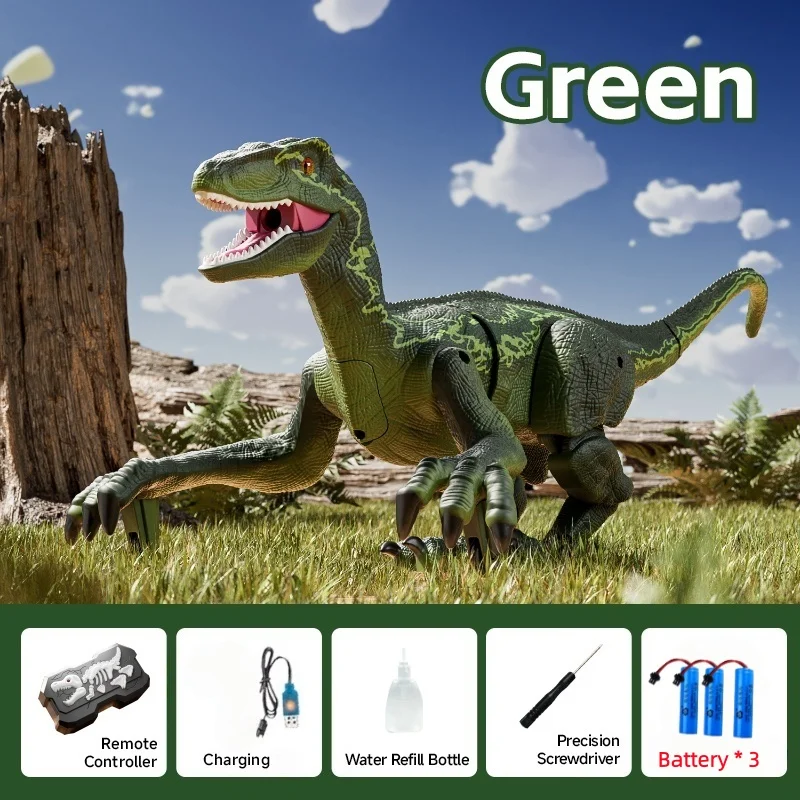 Simulation RC Dinosaurier Mit Spray 2,4G Fernbedienung Gehen Dinosaurier Roboter Spielzeug Spray Dinosaurier Velociraptor Geschenke Spielzeug Für Kinder