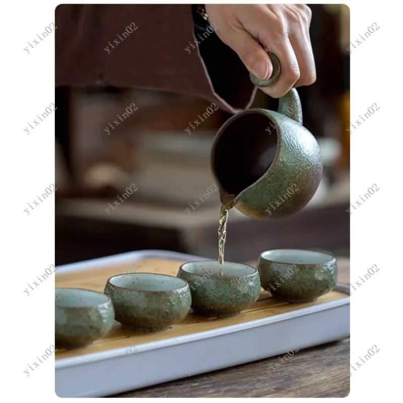 Stoneware Tea Cup Retro Kiln Change Bamboo Hat Design Kung Fu Tea Tasting Master Chazhan Cup