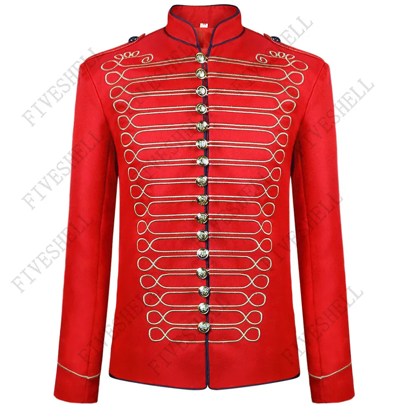 2023 Medieval Mens Jacket Steampunk Hussar Marching Band Military Drummer Parade Jacket Coat Cosplay Costume