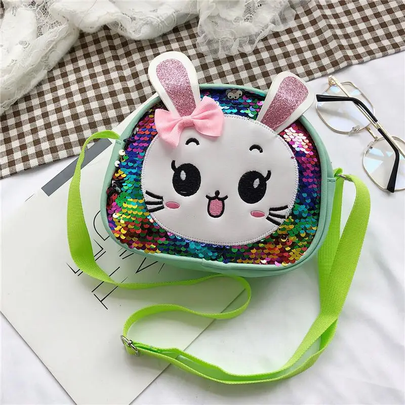 Mochila infantil de lantejoulas pequena bolsa de desenhos animados fofa de um ombro Slant Span Bag, bolsa mensageiro, nova moda, 2024