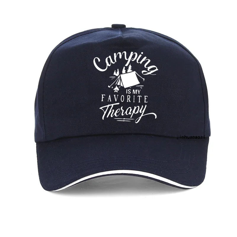 Camping Is My Favorite Therapy Quotes Funny Unisex Baseball cap Summer men women Outdoors Nature  Auto Motorcycles hat