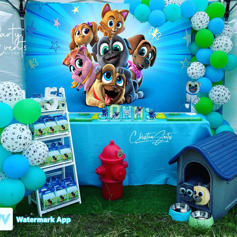 Disney Cartoon Photography Backgrounds Puppy Dog Pals Bingo Et Rolly Kids Boys Birthday Party Backdrops Custom Supplier Vinyl