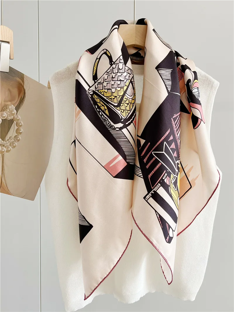 Large Square 100% Silk Scarf Shawl Womens Fashion Elegant Silk Wraps Neckerchief Cape 35\