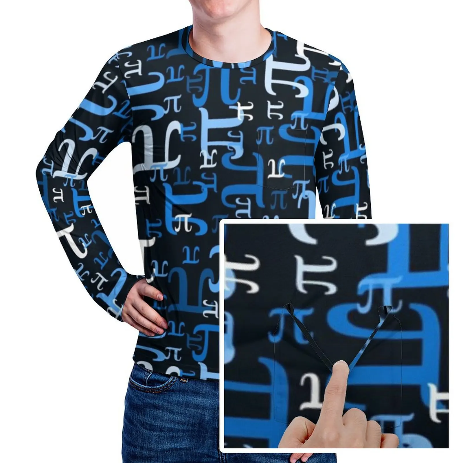 Funny Math T Shirt Blue Pieces of Pi Man Trending T Shirts Spring Design Tees Long Sleeve Street Style Big Size Birthday Present