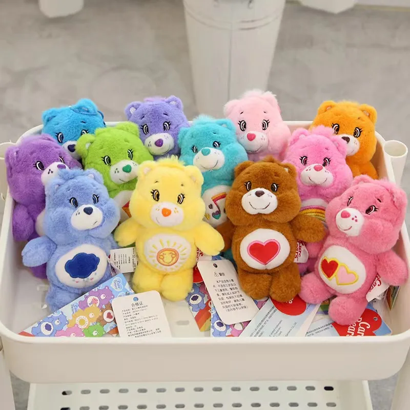 15CM Miniso Kawaii Care Bears Key Chain Cartoon Cute Anime Pendant Genuine Rainbow Bear Plush Toy Children\'s Girl Birthday Gift